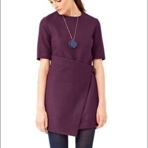 Kate Spade Saturday Black Short Sleeve Wool Blend Buckle Over Mini Dress Size 00